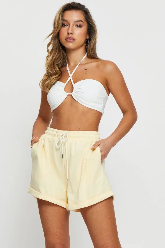 heather grey board shorts stylish -Yellow Track Shorts