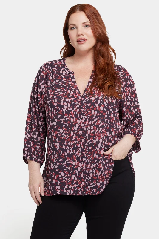 peach silk blouses elegant -Pintuck Blouse In Plus Size - Perla Plum