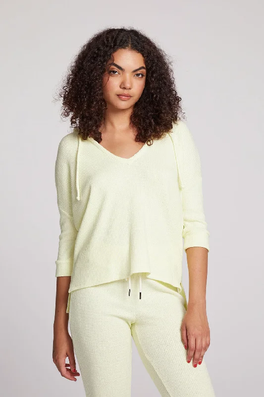 hoodie easy green -3/4 Sleeve Split Side Panna Cotta Dolman Hoodie