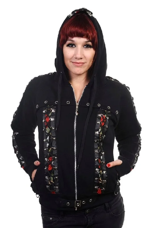 hoodie cozy forest -Skull Rose Corset Hoodie