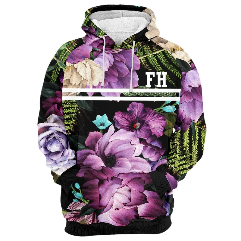 hoodie loose pattern -Magenta Purple Blossom Hoodie