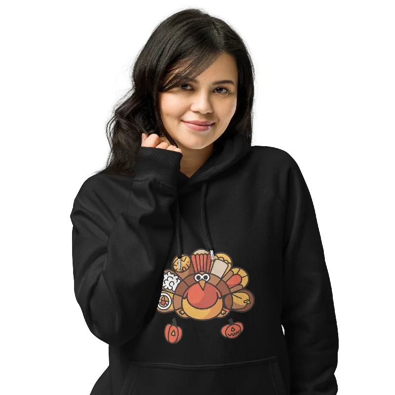 hoodie warm hoodie -Turkey Feast Graphic Women Eco Raglan Hoodie