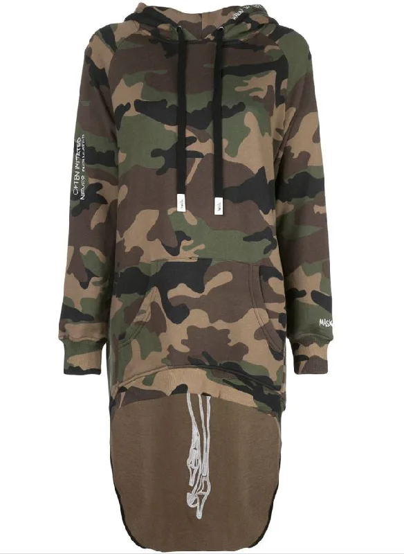 hoodie chic red -PARDON EXTENDED HOODIE JUNGLE CAMO