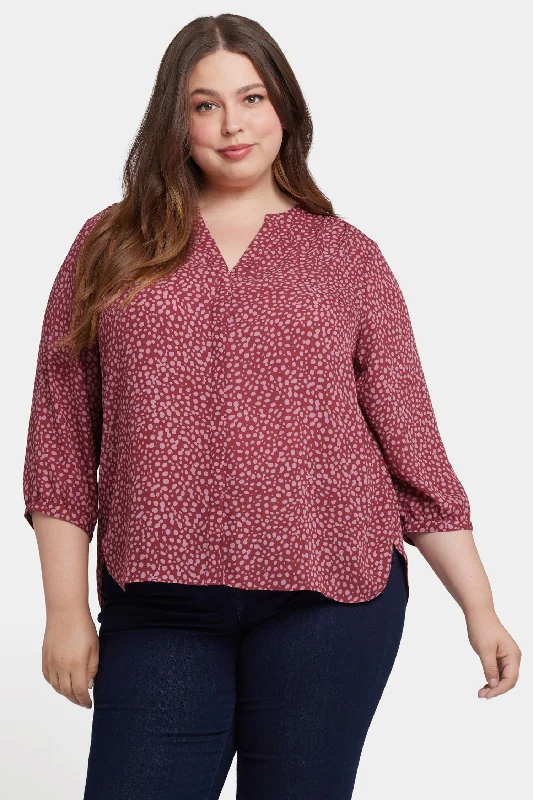 sage green utility blouses versatile -Pintuck Blouse In Plus Size - Wild Dots