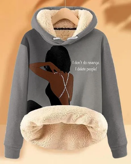 hoodie cozy grey -Plush and Warm Your Best Version Long-sleeved Hoodie