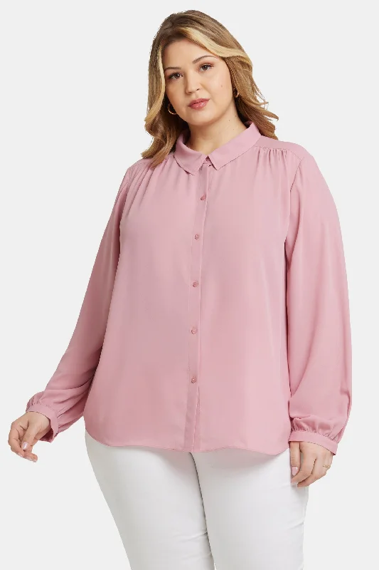 coral chiffon blouses feminine -Modern Blouse In Plus Size - Aphrodite