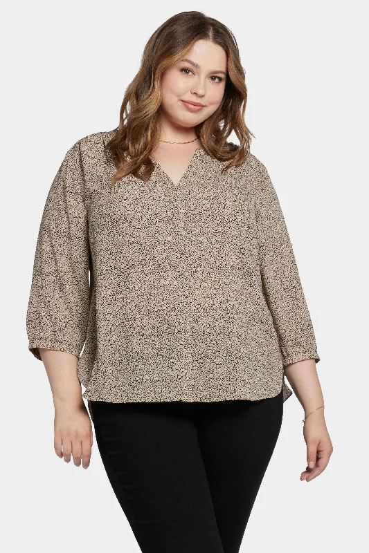 maroon chiffon shirts flowy -Pintuck Blouse In Plus Size - Willwood