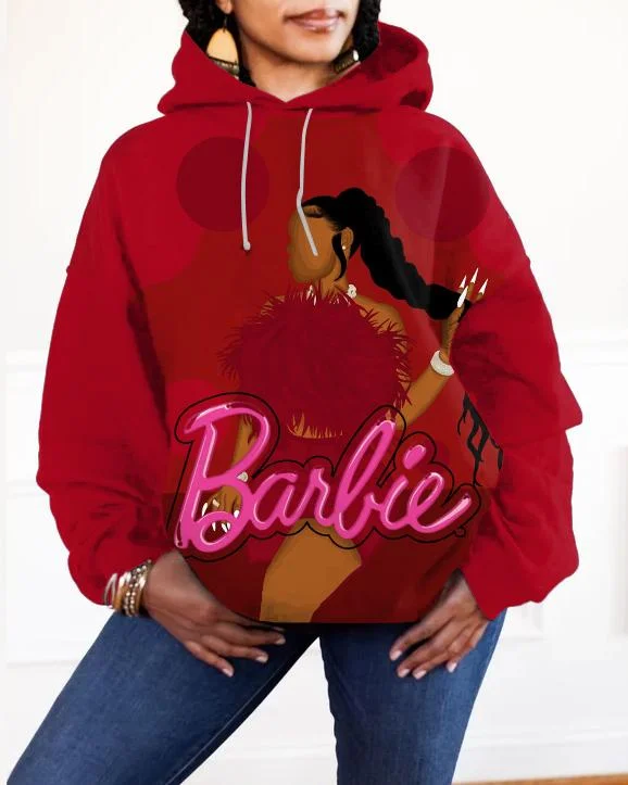 hoodie blush pink -Beautiful Braids Brown Barbie Long-sleeved Pocket Hoodie