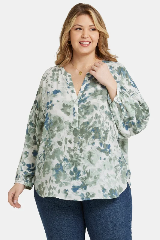 khaki oxford shirts polished -Paulina Peasant Blouse In Plus Size - Cape Malea