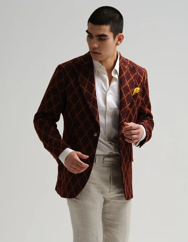 jacket muted cotton -Burgundy & Gold Diamond Jacket GOLD