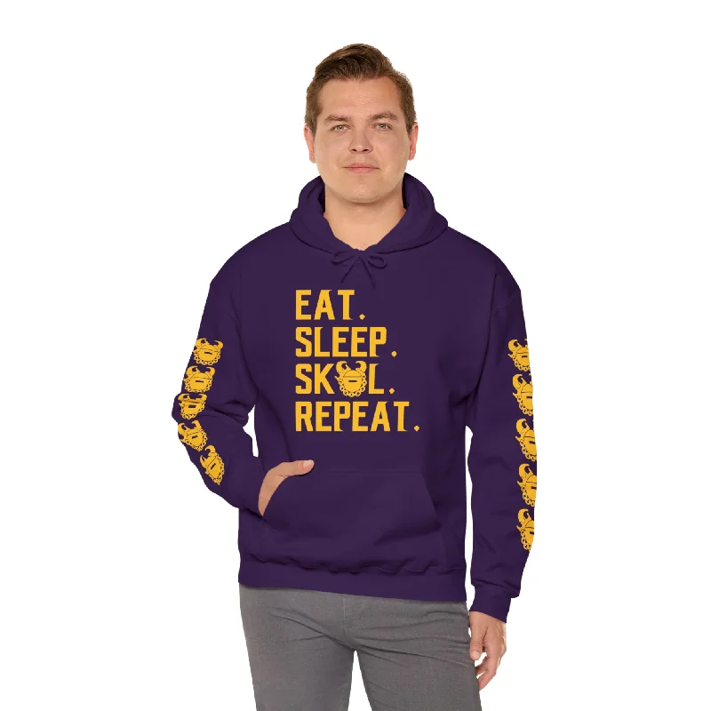 hoodie loud hoodie -Unisex Heavy Blend™ Hooded Sweatshirt - Eat. Sleep. Repeat. + Game Day Helmet (Sleeves)