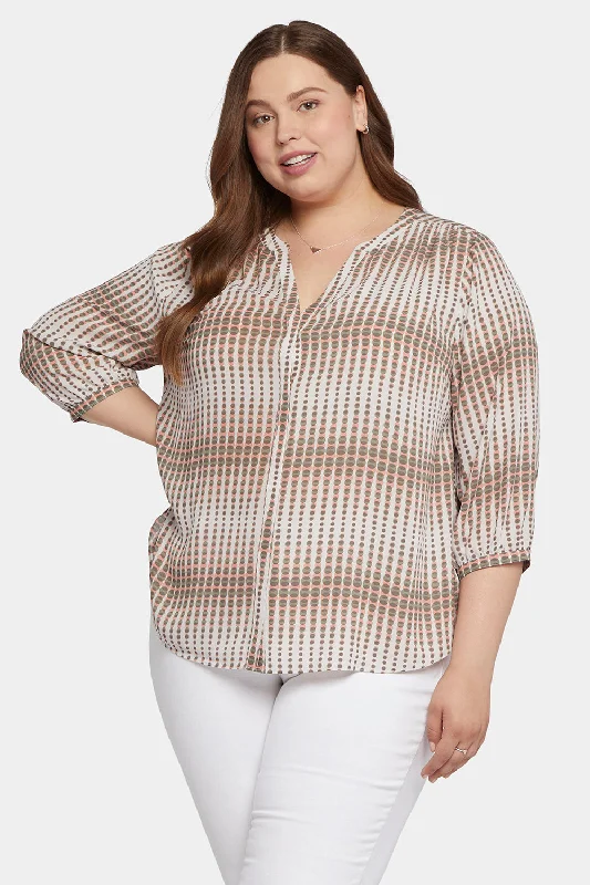 heather grey satin blouses luxurious -Pintuck Blouse In Plus Size - Desert Oracle