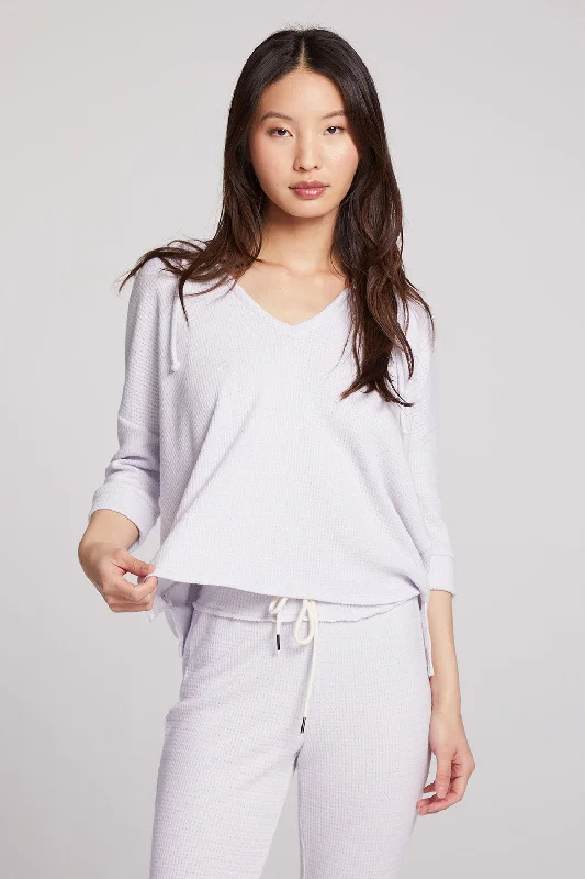 hoodie sharp purple -3/4 Sleeve Split Side Light Heather Grey Dolman Hoodie