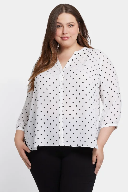 indigo oxford shirts polished -Pintuck Blouse In Plus Size - Stellar Dot