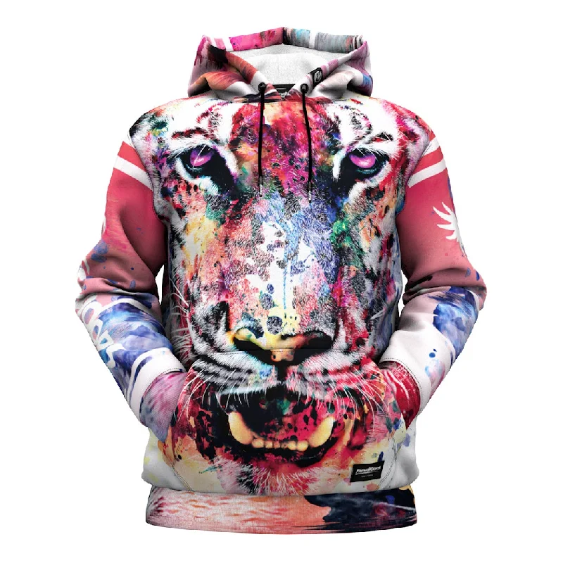 hoodie thick drawstring -Aquarelle Tiger Hoodie