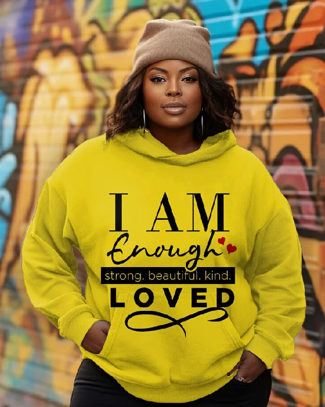 hoodie muted charcoal -I Am Enough Beautiful, Kind, Loved Long-sleeved Hoodie