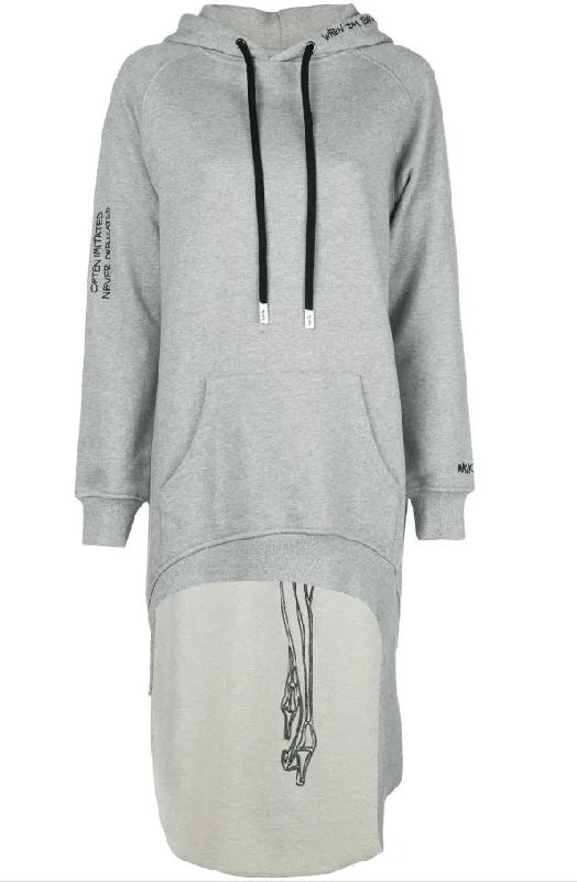 hoodie chill blue -PARDON EXTENDED HOODIE HEATHER GREY