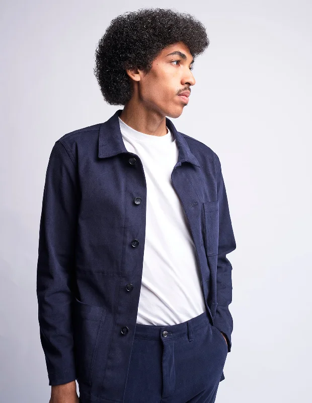 jacket easy denim -Navy Cotton Shacket