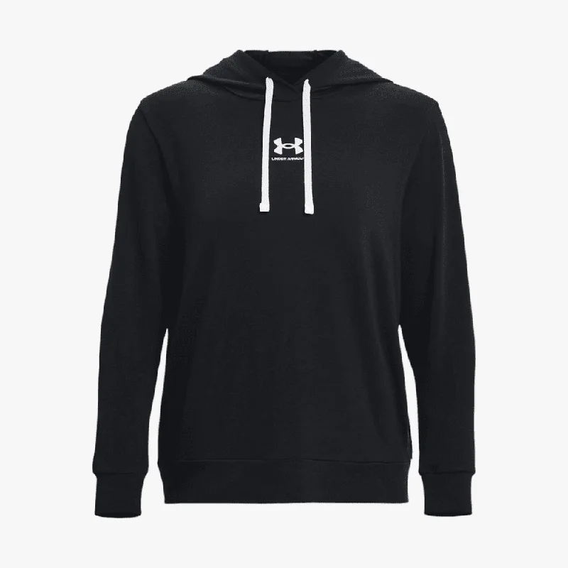 hoodie heated cream -Under Armour Womens Rival Terry Hoodie 001 Black