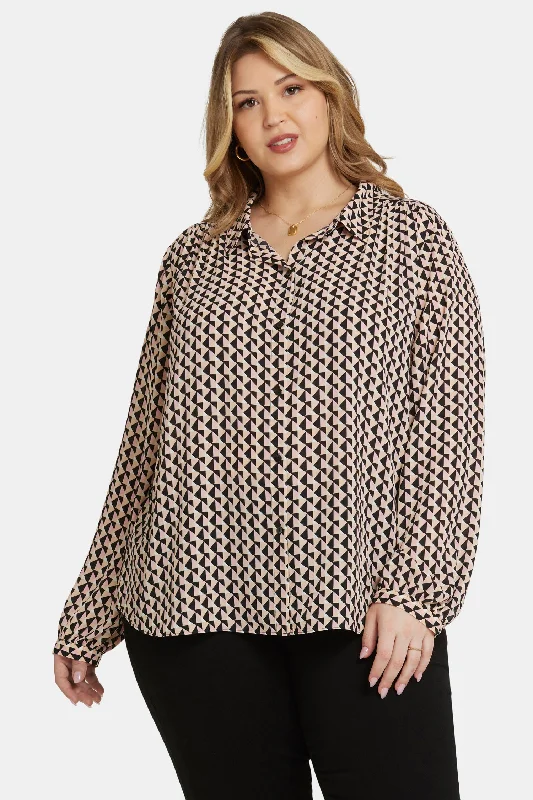 burnt orange tailored shirts smart -Modern Blouse In Plus Size - Corinth Peaks