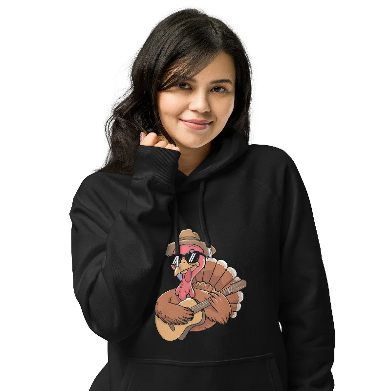 hoodie sharp maroon -Turkey With Glasses Graphic Women Eco Raglan Hoodie