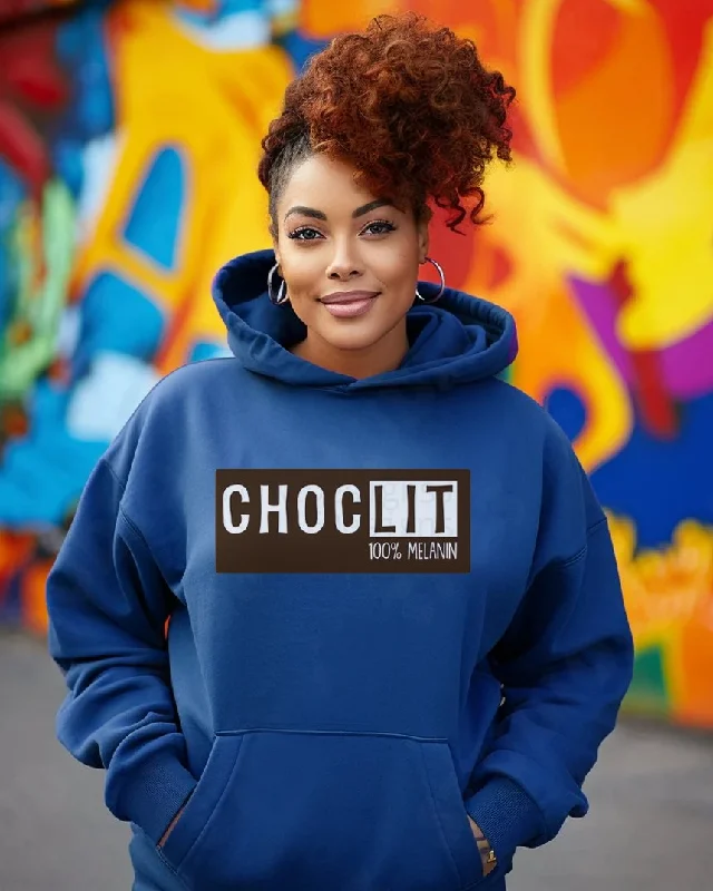 hoodie vivid tones -Choclit 100% Melanin Blue Long Sleeves Hoodie