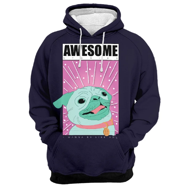 hoodie bold red -Awesome Pug Hoodie