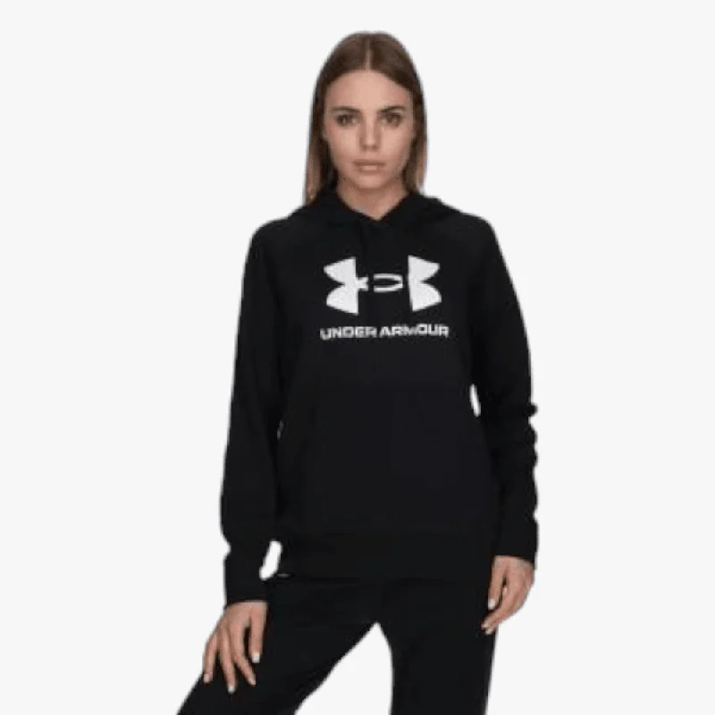 hoodie kangaroo pocket -Under Armour Womens Rival Fleece Big Logo Hoodie 001 Black