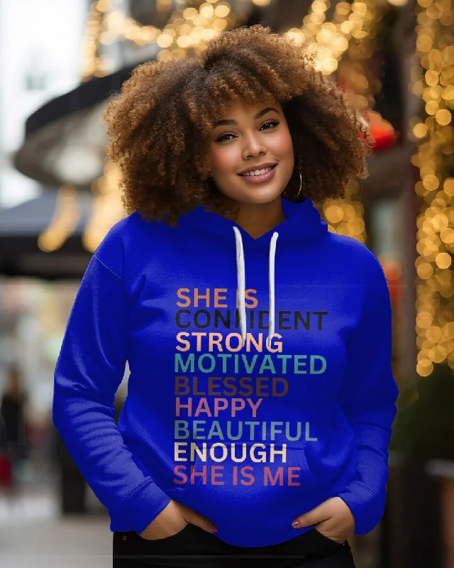 hoodie handcrafted -She Is Me Empowerment Graphic Long-sleeved Hoodie