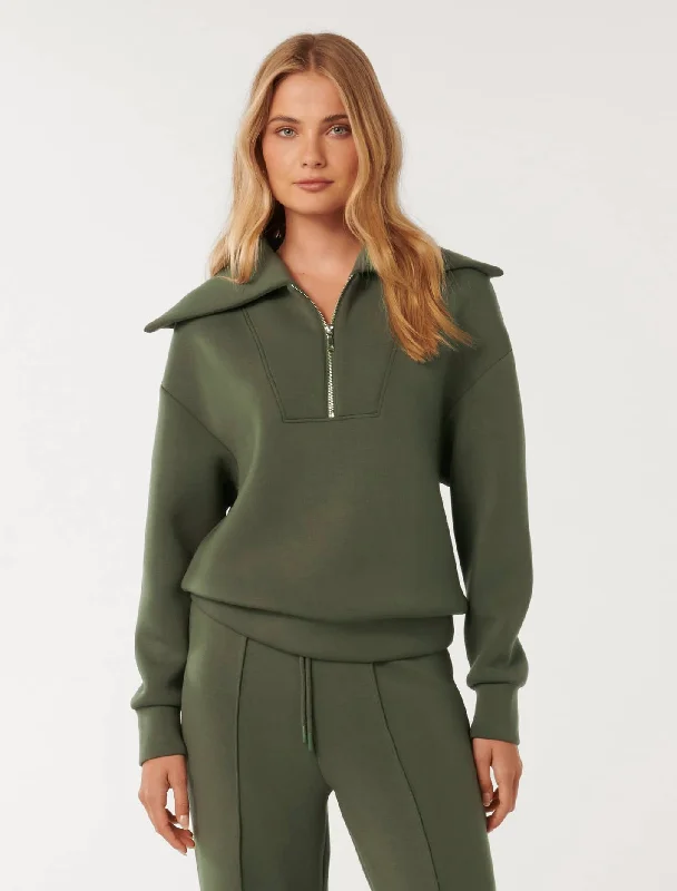 sweatshirts easy fit -Tiana Loungewear Zip Front Sweatshirt