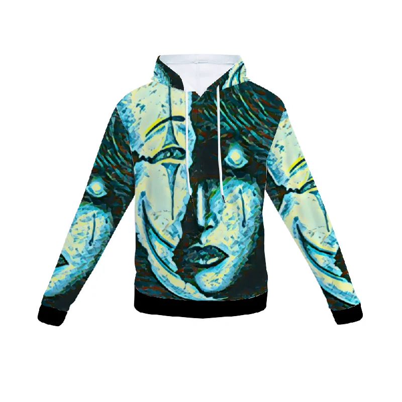 hoodie bold polyester -Customizable Unisex All Over Print Plush Hoodies with Pockets