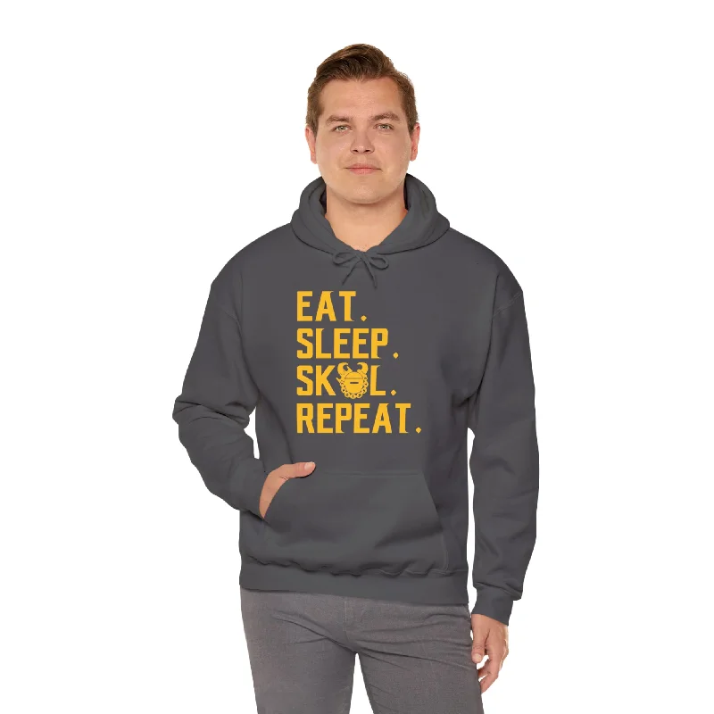 hoodie plaid accent -Unisex Heavy Blend™ Hoodie - Eat. Sleep. Repeat.