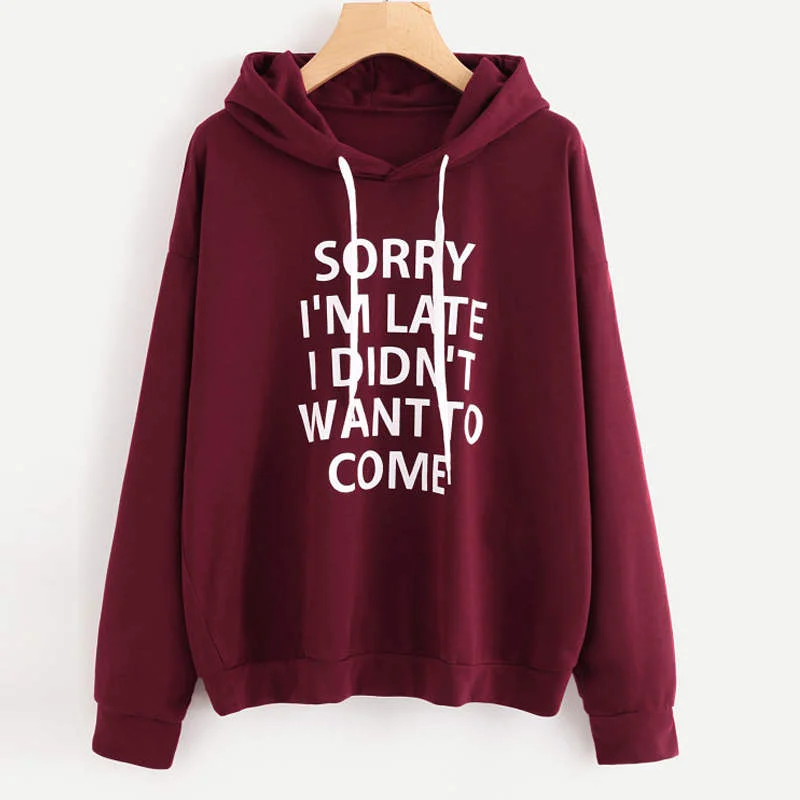 hoodie silky white -Funny Letter Print Lady Hoodies Fall-Winter Sweatshirt Women Loose Korean Style Sweatshirts Streetwear Hoodie Pullovers S-3XL