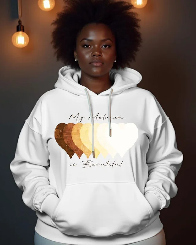 hoodie sharp cotton -Women's My Melanin Is Beautiful Printed Long Sleeve Pocket Hoodie