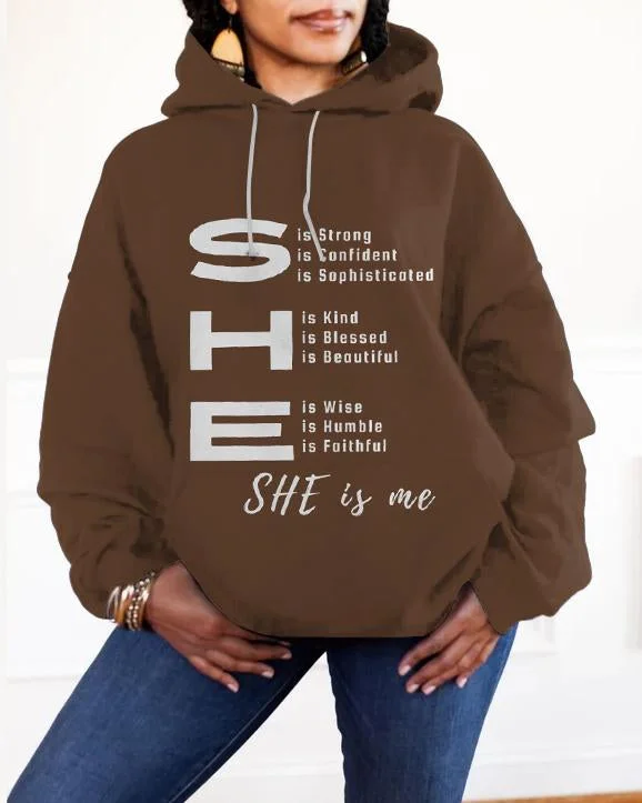 hoodie hip fit -Positive She Long-sleeved Hoodie