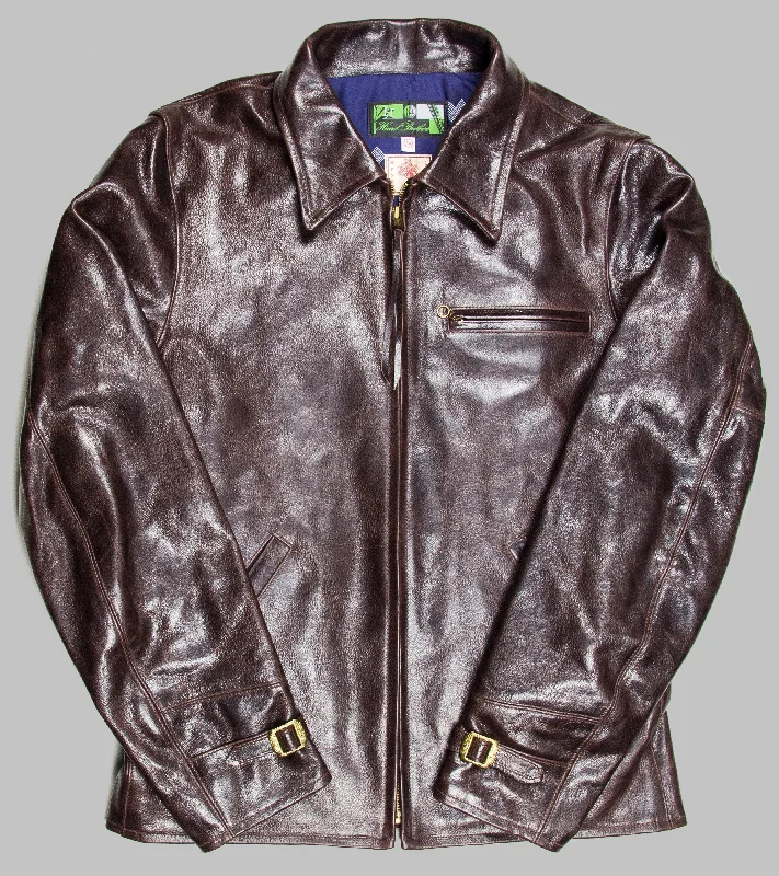 jacket elite vibe -Bryceland's x Himel Brothers Goatskin Leather Jacket Brown (Blue Diamond Lining)