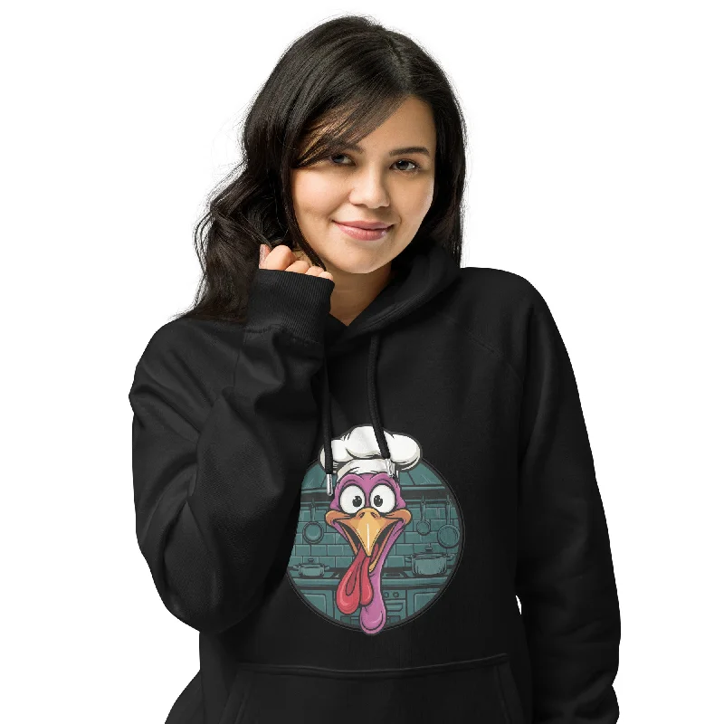 hoodie crimson pop -Turkey Head Graphic Women Eco Raglan Hoodie