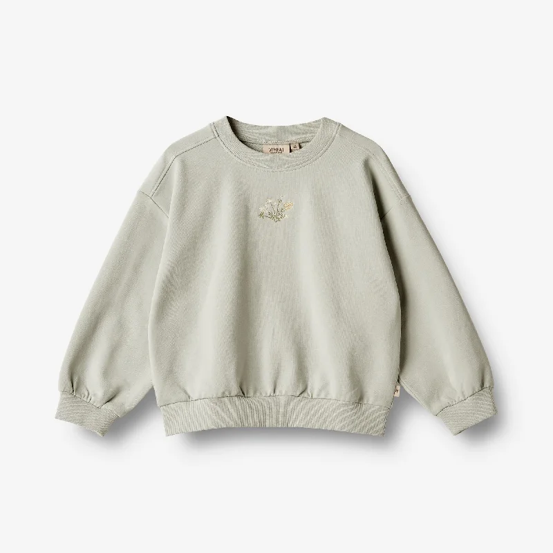 sweatshirts baggy grey -Sweatshirt Embroidery Eliza - sea mist