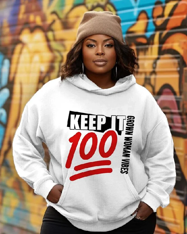 hoodie silky charcoal -Keep It 100 Tee Grown Long-sleeved Hoodie