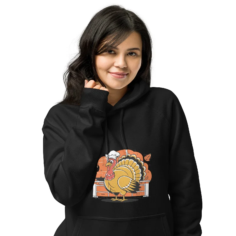 hoodie refined grey -Turkey Chef Graphic Women Eco Raglan Hoodie