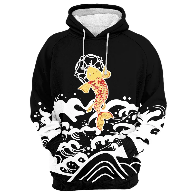 hoodie sharp blend -Koi Fish Black Hoodie