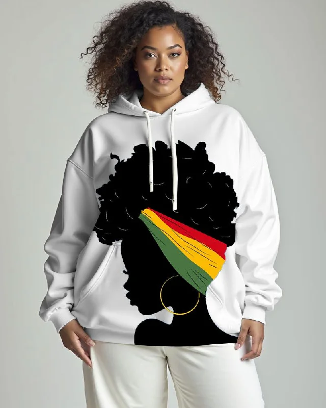 hoodie refined fleece -Women's Black Girl Lives Matter Printed Long Sleeve Pocket Hoodie