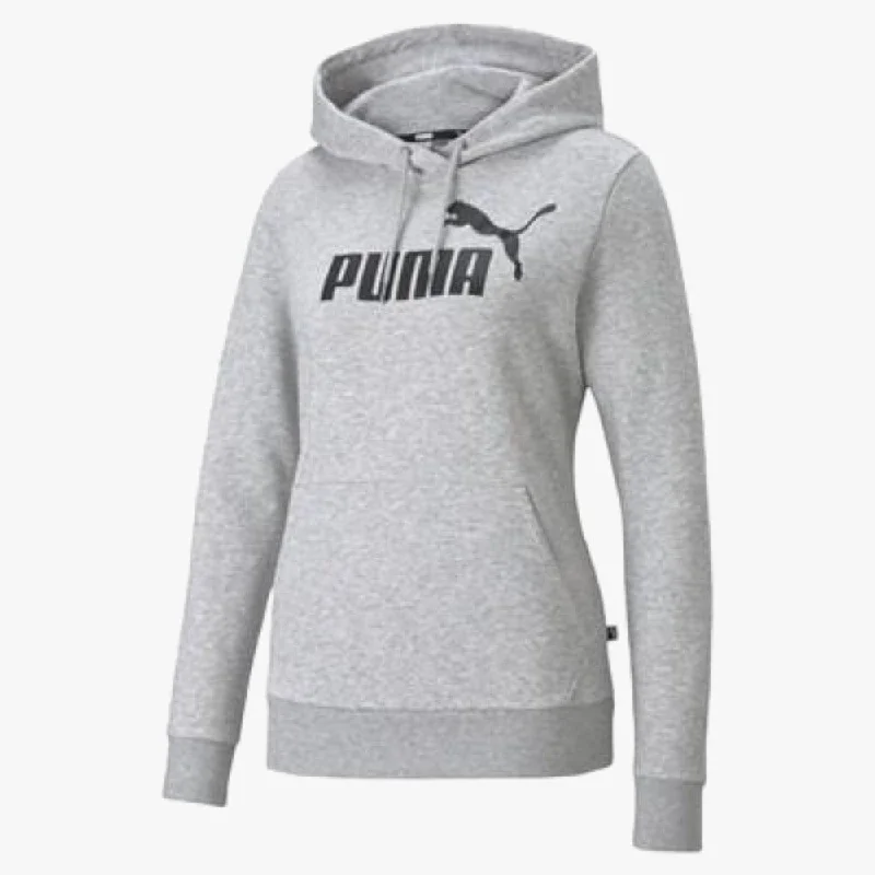 hoodie vivid navy -Puma Womens  Ess Logo Hoodie Fl W Light Gray Heather