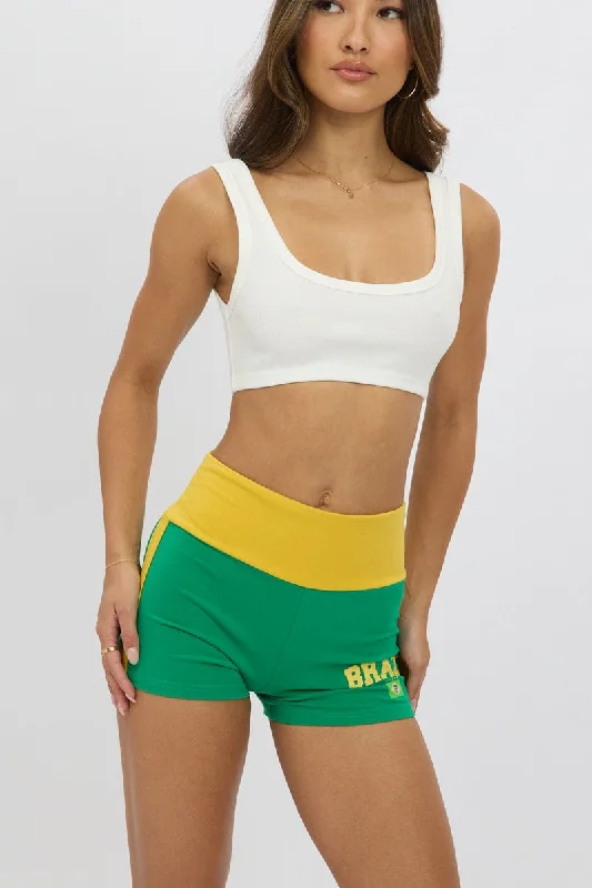 coral running shorts breathable -Green Booty Shorts