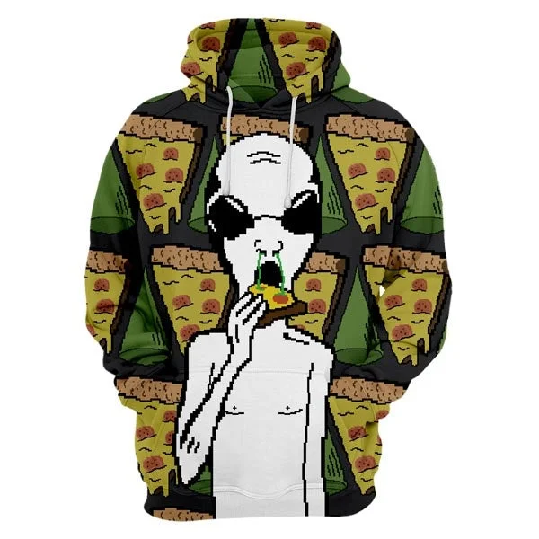 hoodie chill charcoal -Alien & Pizza Hoodie