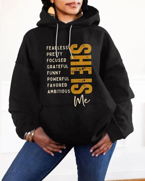 hoodie urban cozy -She Is Fierce Strong Long-sleeved Hoodie