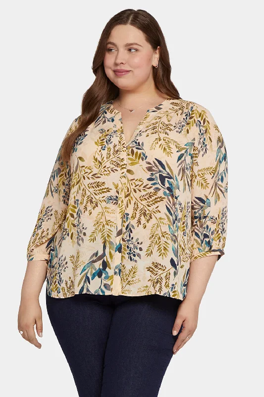 navy blue oxford shirts polished -Pintuck Blouse In Plus Size - Elm Hill