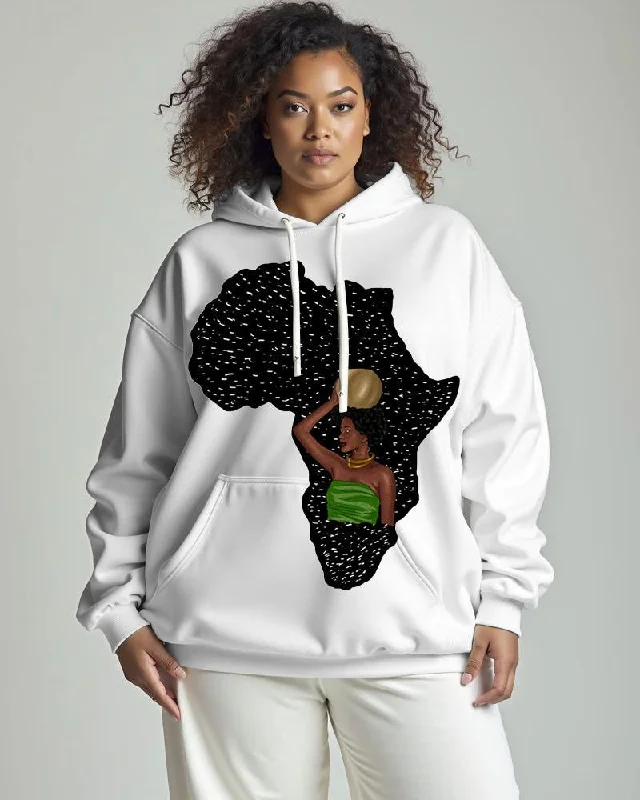 hoodie chic fleece -Women's Black Girl Lives Matter Printed Long Sleeve Pocket Hoodies