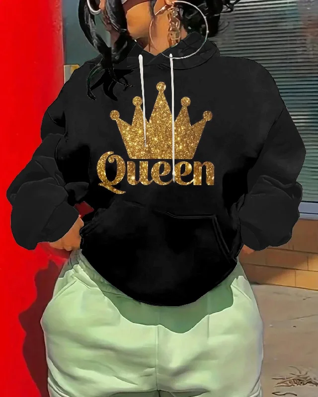 hoodie urban mustard -Golden Crown Women Long-sleeved Hoodie