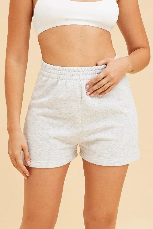 coral board shorts stylish -Grey Lounge Shorts Cotton Fleece Relaxed Fit